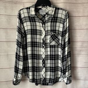 Rails Black and White Plaid Button Down Shirt Long Sleeves Size Small